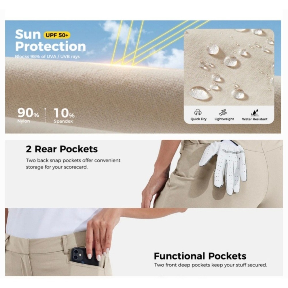 Willit Womens Khaki 4.5" Quick Dry Outdoor Casual Golf Shorts UPF50+ Size 12 - Picture 8 of 11